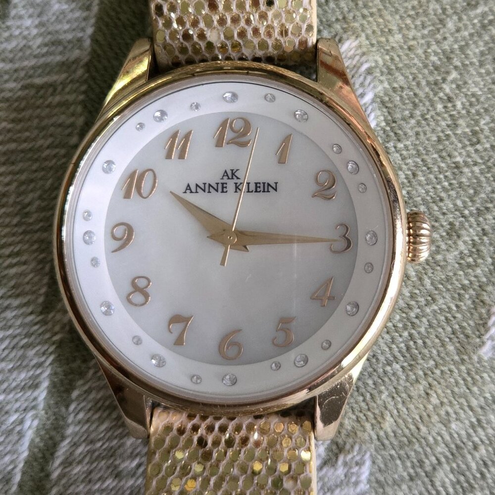 Anne Klein Gold Tone Sparkle Watch